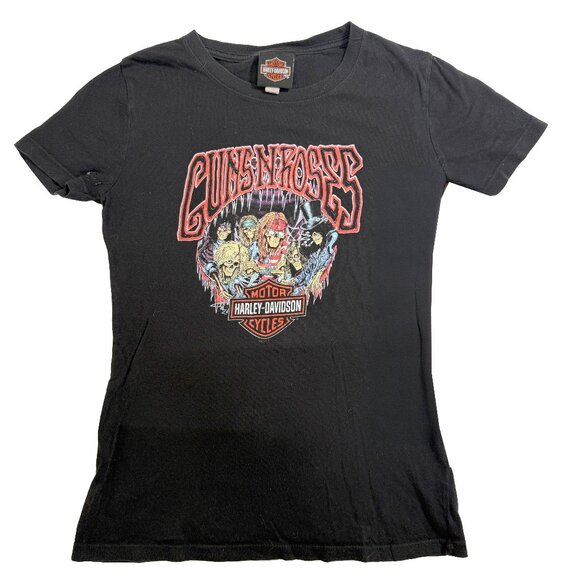 Harley-Davidson x Guns N’ Roses Band Tee Graphic Black T-Shirt Women’s S - Picture 1 of 3